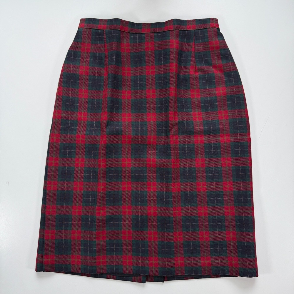 Vtg ST MICHAEL Marks & Spencers Pure New Wool Plaid Skirt Womens 28x24 Tartan UK